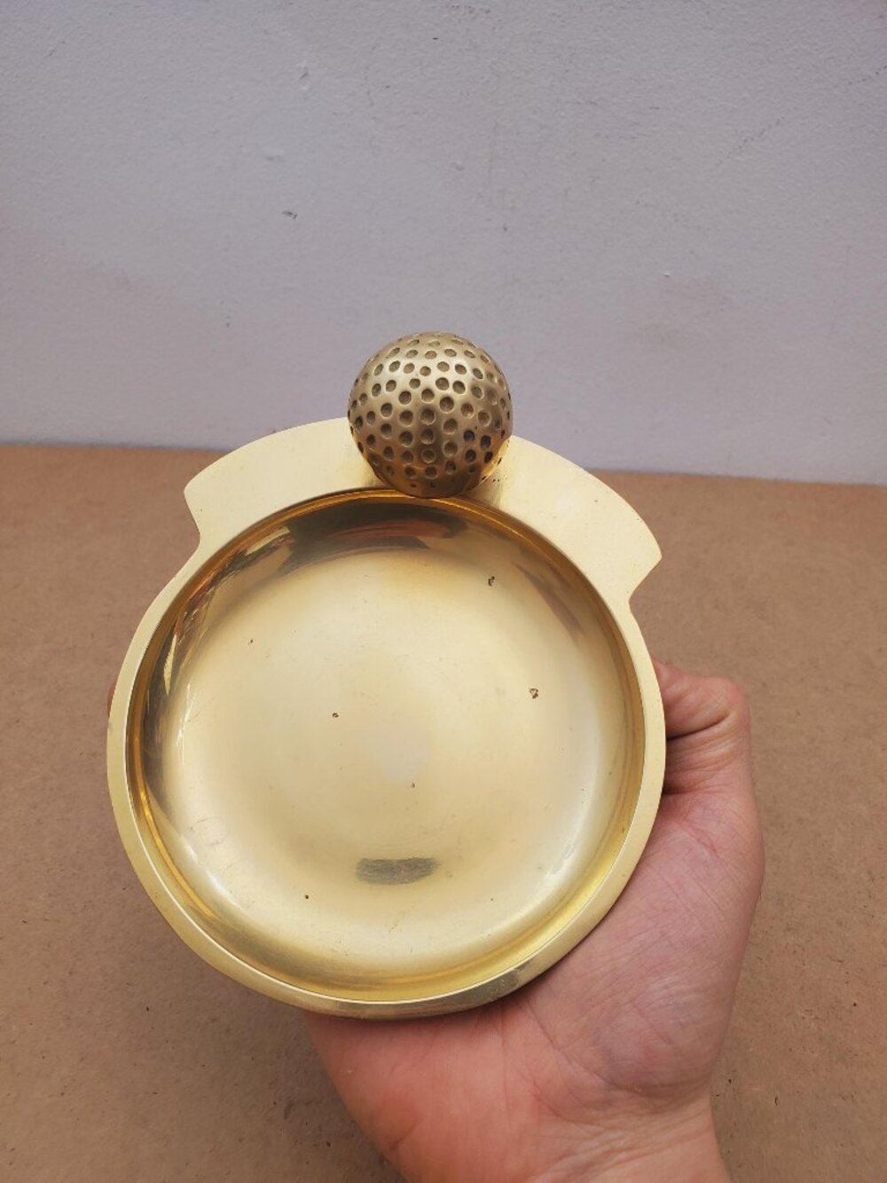 Vintage Brass Golf Dish, Golf Ball, Catch All, Small Change Dish, Gift for Him,